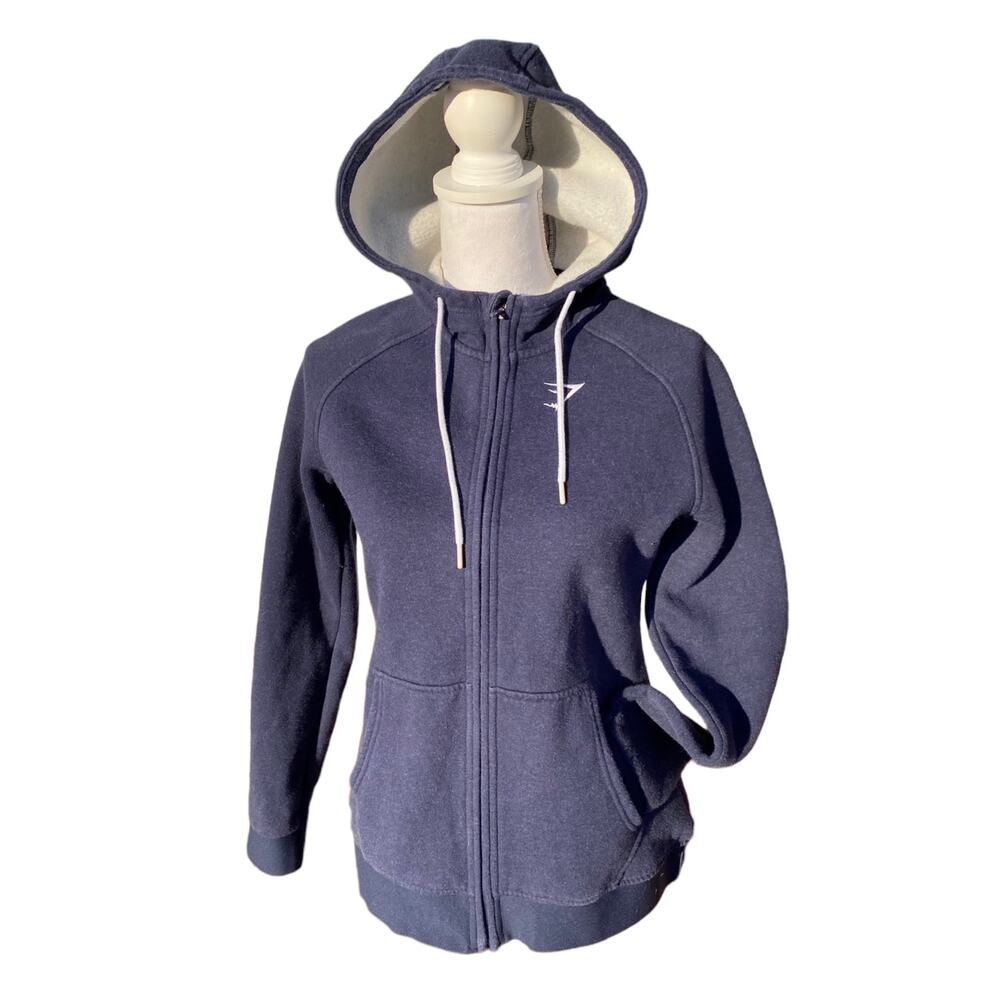 Gymshark Jacket Blue Hooded Training Zip Long Sleeve Women’s Size Small - Picture 7 of 9